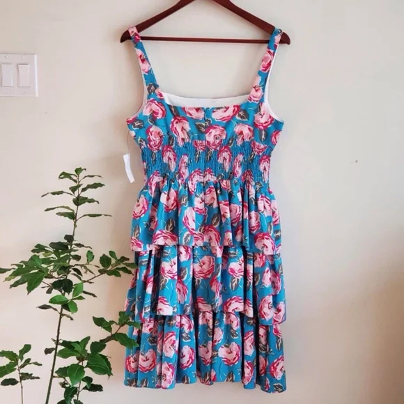 Betsey Johnson Vintage Rose Tiered Ruffle Dress Size 12 - Picture 8 of 8